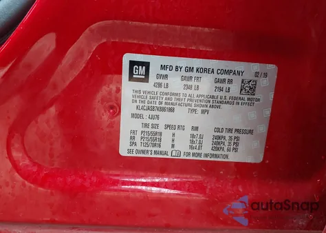 2019 Buick Encore Fwd Preferred z USA, uszkodzony, nr VIN KL4CJASB7KB861868